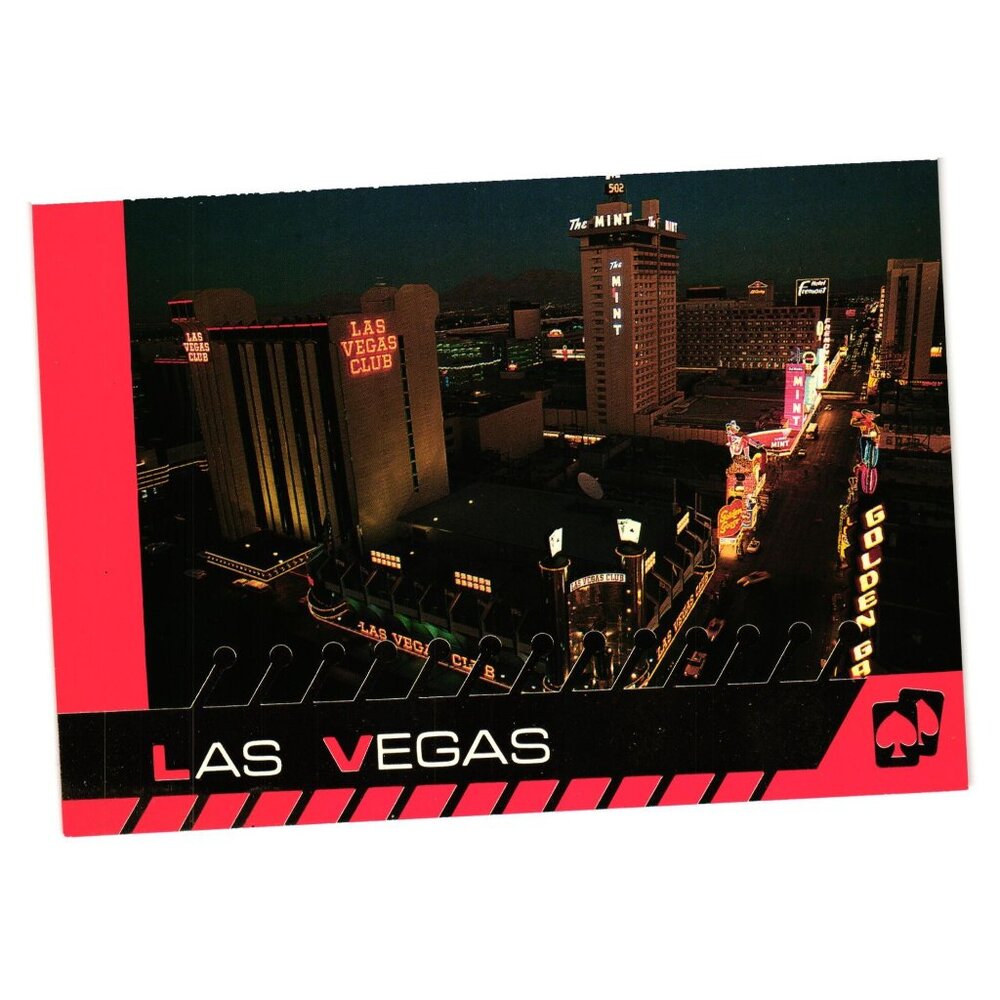 Vintage Postcard Las Vegas Club Casino Center Fremont Street Mint Hotel Lights